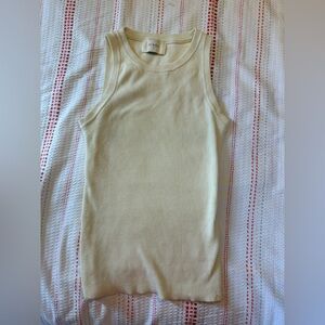 Dissh cream ribbed tank top
